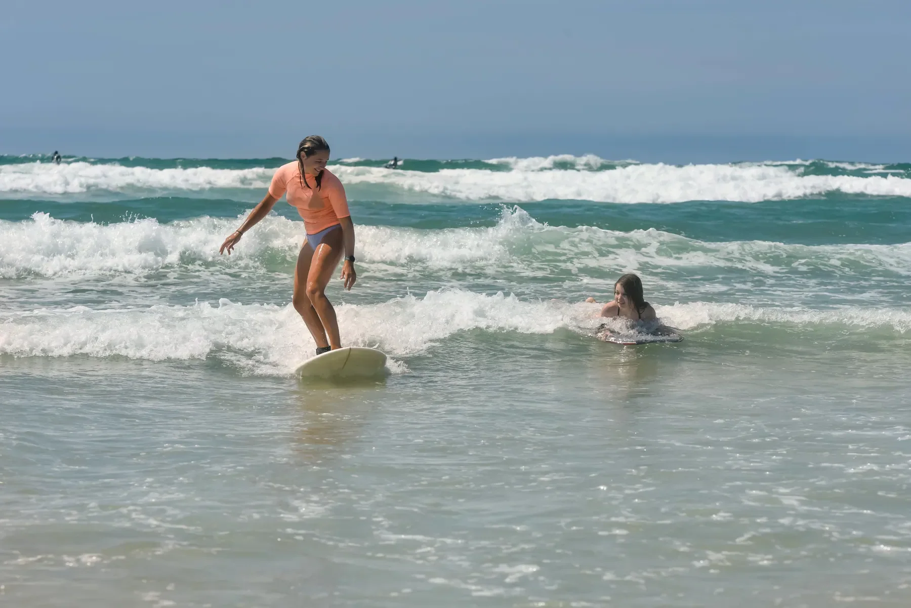 Beginner surf lesson at La Sud beach in Hossegor, southwest France